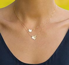 Mevecco Layered Heart Pendant Necklace,14k Gold Plated Love 2 Heart Love Tiny Dainty Layering Pendants Necklaces Jewelry Gift for Women Girls…: Jewelry #ad Diamond Solitaire Necklace, Solitaire Necklaces, Gold Heart Necklace, Gold Choker, Solitaire Pendant, Layered Necklace, Heart Pendant Necklace, Initial Necklace