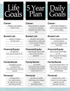 the five year goal plan is shown in black and white