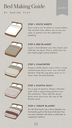 the bed making guide for beginners to make it easy and comfortable, with instructions on how