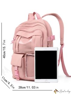 BirdinBag - Sleek Functional Backpack with Stylish Bag Charm Trendy Rectangular Backpack For Study, Trendy Rectangular Study Backpack, Large Capacity Backpack For Study, Large Capacity Study Backpack, Student Shoulder Bag Backpack, Portable Student Shoulder Bag Backpack, Study Backpack Rectangular, Standard Backpack With Zipper For Study, Study Backpack With Zipper Closure