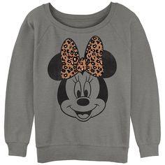 Give your wardrobe a refresh with this Disney's Minnie Mouse Juniors' Leopard Print Bow Portrait Slouchy Graphic Sweatshirt. ©Disney Give your wardrobe a refresh with this Disney's Minnie Mouse Juniors' Leopard Print Bow Portrait Slouchy Graphic Sweatshirt. ©Disney FEATURES Crewneck Long sleevesFABRIC & CARE Polyester, cotton Machine wash Imported Size: Small. Color: Gray Heather. Gender: female. Age Group: kids. Fall Cotton Mickey Mouse Tops, Fall Mickey Mouse Cotton Tops, Cute Minnie Mouse Crew Neck Sweatshirt, Cute Mickey Mouse Tops For Fall, Cute Minnie Mouse Tops For Fall, Disney Character Print Tops For Fall, Fall Disney Character Print Tops, Minnie Mouse Crew Neck Top For Disney Trips, Cute Minnie Mouse Long Sleeve T-shirt