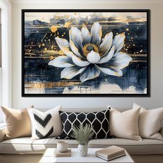 Golden Lotus Symphony - NicheCanvas Shades Of Beige, Lotus Flower, Home Collections, Lotus, Office Decor, 1 Piece, Planting Flowers, Canvas Prints, Canvas