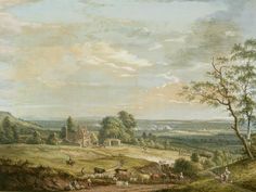 an image of a landscape with people and animals