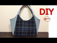 a handbag made out of an old pair of jeans is displayed with the words diy on it