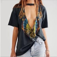 Daydreamer | Tops | Daydreamer Untamed Vneck Cutout Crewneck Graphic Tee | Poshmark Graphic Tees Women, Diy Clothes, Chic Outfits, Black Blue, Womens Tees, Graphic Tee, Womens Shirts, Graphic Tees, Womens Tops