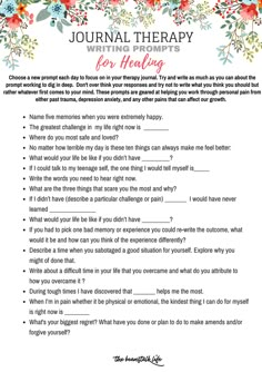 Journal Therapy: Writing Prompts for Healing Journal Therapy, School Counseling, Therapy Activities, Coping Skills, Art Therapy, Psych