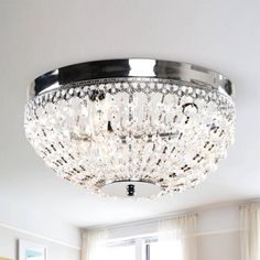 This 3-light crystal ceiling chandelier beautifully accents any room and home decor. The brilliant crystal decoration provides the aesthetic feeling for you. This product can be used in hallways, bedrooms, living rooms, etc, sturdy steel construction with crystal balls for extra durability and elegance Parrot Uncle 3-Light 13.8-in Polished Chrome Flush Mount Light | C2265110V Modern Lighting Chandeliers, Flush Mount Chandelier, Crystal Ceiling Light, Flush Mount Light, Light Fixtures Flush Mount, Fill Light, Mount Light, Ceiling Chandelier, Chandelier Ceiling Lights