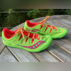 Saucony Racing Carrera Xc3 S19039-1 Women’s Bright Green/Orange Shoes Nwot Size 9.5 Spikes Are Not Included Orange Lace-up Running Shoes With Rubber Sole, Green Slip-on Running Shoes For Sports, Sporty Orange Running Shoes With Laces, Orange Sporty Running Shoes, Functional Orange Running Shoes With Rubber Sole, Orange Running Shoes For Light Sports, Functional Orange Running Shoes With Laces, Orange Training Sneakers With Rubber Sole, Dynamic Orange Running Shoes With Rubber Sole