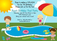 Pool Party Birthday Party Invitation Printable Digital File Swim Party Invitations, Pool Party Invitation Template, Birthday Pool Party, Pool Party Kids, Pool Party Birthday Invitations, 25th Birthday Parties, Pool Birthday, Pool Party Invitations, Party Invite Design