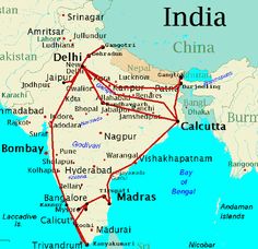 a map showing the route of india