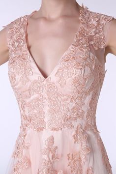 V-Neck Lace Applique Tulle A Line Peach Pink Prom Dresses Tulle Applique, Rosa Coral, Prom Dresses With Pockets, Satin Bra, Pink Corset