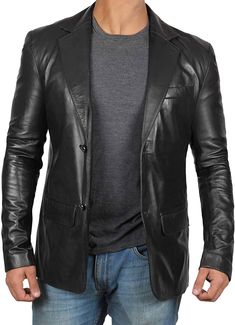 Leather Blazer Onyx Sports Lambskin Button Closure Coat REAL LEATHER Button closure We use natural hide to produce real leather garments that won’t crack or break for many years. No matter how many times you wear our men's leather jacket, it stays original. Rich texture detailing to make you appear more fit from the outside while maintaining the comfort level from the inside. Once you wear it, you will feel like it’s your second skin. SIZE NECK CHEST WAIST SLEEVE S 14-14½″ 34-36″ 28-30″ 32-33″ M Mens Black Blazer, Black Blazer Men, Lambskin Coat, Blazers For Men Casual, Black Leather Jacket Men, Mens Leather Coats