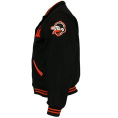 Baltimore Orioles 1966 Authentic Jacket – Ebbets Field Flannels Black Varsity Jacket With Embroidered Logo For Winter, Black Embroidered Logo Varsity Jacket For Fall, Fall Black Varsity Jacket With Embroidered Logo, Black Varsity Jacket With Embroidered Logo For Fall, Black Cotton Varsity Jacket With Embroidered Logo, Black Wool Varsity Jacket With Long Sleeves, Black Outerwear With Embroidered Logo And Baseball Collar, Black Wool Varsity Jacket For College, Collegiate Black Winter Outerwear