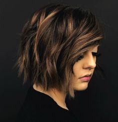 Brunette Bob with Highlights Golden Blonde Highlights