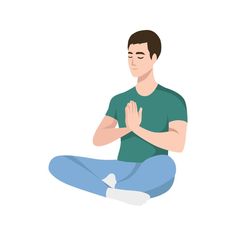 a man sitting in the lotus position with his hands clasped