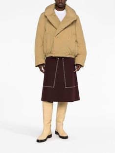 Lemaire wide-lapels Puffer Jacket - Farfetch Oversized Puffer Jacket, Short Puffer Jacket, Oversized Puffer, Long Sleeves Jacket, Short Jacket, Green Jacket, Parisian Style, Outerwear Women, Hooded Jacket