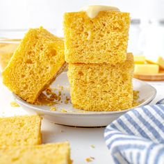 several pieces of cornbread stacked on top of each other