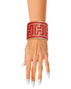 Emblazoned with a designer-inspired red-and-gold rhinestone Greek key pattern, this stunning gold-metal short-length cuff bracelet provides a touch of luxurious elegance. Cuff measures 2 inches long. Weight(lb) 0.30 Color Red Size Adjustable Plating Gold Modern Bracelets, Greek Key Pattern, Gold Rhinestone, Greek Key, Wrap Watch, Red And Gold, Jewelry Care, Red Gold, Athens