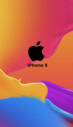 an iphone x is shown with the apple logo on it's back side and colorful background