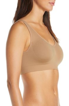 Stay comfy all day in this wireless pullover bra featuring a supportive, no-roll ribbed band and a different color on the reverse for double the ways to wear. Style Name:Spanx Breast Of Both Worlds Reversible Wireless Bra. Style Number: 5841690. Everyday Full Coverage Solid Sports Bra, Everyday Solid Color Full Coverage Sports Bra, Seamless Sports Bra For Relaxation, Seamless Casual Bra, Casual Seamless Bra, Supportive Seamless Sports Bra For Relaxation, Everyday Supportive Seamless Sports Bra, Wireless Bra, Scoop Neck