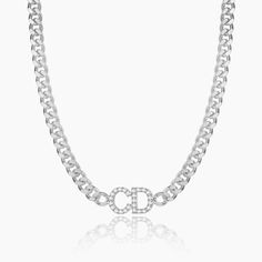 Iced Initials Necklace w/ Cuban Chain | Dorado Fashion Trendy White Gold Necklace, Initial Pendant Necklace With Curb Chain, Silver Chain Necklace With Initial Pendant, Silver Initial Pendant Necklace With Curb Chain, Silver Name Necklace With Cuban Link Curb Chain, Personalized Silver Chain Link Necklace, Trendy Silver Initial Necklace With Adjustable Chain, Initials Necklace, Cuban Necklace