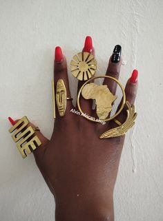 Wholesale of 5 brass rings Girlhood Painting, Rich Nails, Spirit Stone, Afro Jewelry, Rings Big, African Shop, African Inspired Jewelry, Rock My Style, Big Statement Rings