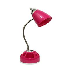 a pink desk lamp on a white background