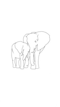 two elephants standing next to each other on a white background