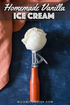 homemade vanilla ice cream on an orange bottle opener