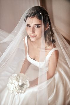 Pearl Wedding Veil, Chapel & Cathedral Lengths Drop Veil, Scattered Pearl Blusher Veil - Etsy Veil Styling, Romantic Wedding Veil, Pearl Wedding Veil, Wedding Dress And Veil, Beaded Wedding Veils, Wedding Goodies, Plant Wedding, Jasmine Bridal, Beautiful Veil