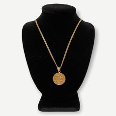 Handmade | 18K Yellow Gold Metal: 18K Saudi Yellow Gold Style: Necklace (Chain + Pendant) Chain Size: 18" Pendant Size: 10mm | 15mm Approx. Weight: 2-3g+ Saint Benedict Medal, Benedict Medal, Saint Benedict, Chain Pendant, Style Necklace, Necklace Chain, Chain Pendants, Gold Style, Chains Necklace