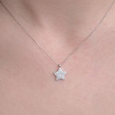 "Diamond Star Necklace, Solid Gold Star Necklace, Diamond Jewelry Necklace, Star Jewelry, Celestial Necklace Gift, Christmas Gift, Gift Her * Made to Order * Gold KT: 14K or 18K * Custom Gold Color: Rose Gold, Yellow Gold, White Gold   * Total CTW: 0.27 ctw * Diamond Color-Clarity: E Color VS Clarity If you have any additional questions about this necklaces, just hit the \"Message \" button and we will get back to you within a few hours. ★ ★ ★ Each order will be beautifully packaged for gift giv Formal Sparkling Star-shaped Jewelry, Dazzling Star-shaped White Gold Necklace, Dazzling Star Shaped White Gold Necklace, Luxury Star-shaped Diamond Necklace, Dazzling White Gold Star Necklace, Dazzling Star-shaped Sparkling Jewelry, Dazzling Sparkling Star Jewelry, Dazzling Star-shaped Jewelry For Gifts, Dazzling Star-shaped Jewelry Gift