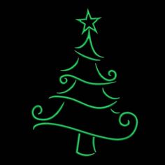 a green christmas tree on a black background