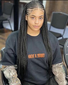 Box Braids With Front Cornrows, Braids Ideas For White Women, Cornrow Middle Part Braids, Feed In With Box Braids In The Back, Edge Styles With Braids, Goddess Cornrows Braids For Black Women, Cornroll Braids For Black Women, Simple Fulani Braids Hairstyles, Easy Cornrows For Black Women