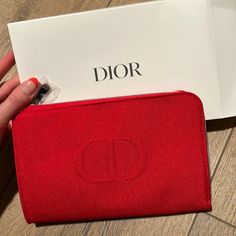 Makeup Pouch Dior Dior Pouch Bag, Elegant Red Travel Pouch, Dior Makeup Pouch, Dior Micro Vanity Bag, Dior 30 Montaigne Pouch, Dior 2 In 1 Pouch, Christian Dior Makeup, Dior Cosmetics, Leather Zipper Pouch