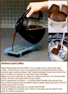 the instructions for making perfect iced coffee are shown in this article, and it shows how to