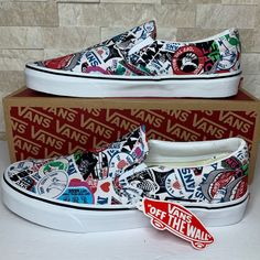 Brand New With Original Box The Vans Mash Up Classic Slip-On Features Sturdy Low Profile Textile Uppers With An Allover Print, Padded Collars, Elastic Side Accents, And Signature Rubber Waffle Outsoles. Unisex Jay Shoes, Black And White Jordans, Burgundy Vans, Vans Slip On Shoes, Painted Shoes Diy, Snake Skin Shoes, White Jordans, Shoes Diy, Black Slip On Shoes