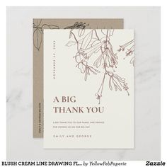 Celebrate your special day with our beautifully crafted wedding prints on Zazzle! From elegant invites to personalized decor, find everything you need to make your wedding unforgettable. BLUSH CREAM LINE DRAWING FLORAL WEDDING THANK YOU Click to explore our exclusive collection and bring your dream wedding to life! 💍 Thank You Card Wedding, Aesthetic Envelope, Line Drawing Floral, Wedding Bingo, Engagement Party Themes, Illustration Elements, Drawing Floral, Blush Cream, Dubai Wedding