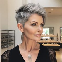 Asymetrical Haircut Short Edgy, Over 40 Short Hairstyles, Hairstyle For Women Over 40, Asymetrical Haircut, Edgy Short Haircuts, Pixie Haircut Ideas, Hairstyle For Women, Haircuts For Long Hair With Layers, Silver Blonde Hair