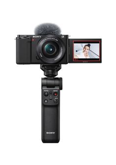 a camera with a microphone attached to it