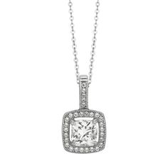 "Sterling Silver 18\" Cushion CZ with Halo Necklace Perfect to wear alone or with your favorite charms. Metal: Silver 925 (stamped on lock) Color: Silver 925 14K White gold plated Purity: S925 Italy (stamped for authenticity) Closure: Lobster Length: 18\" ◈Please feel free to message us with any questions you may have ◈ ◈FREE SHIPPING WITH USPS! Comes in a Premium Gift Box!◈ ◈These Chains are 100% Solid S925 Silver ◈ ◈Shop with confidence knowing that the items you purchase here are always solid Silver 925 Italy .◈" Classic Square Pendant Jewelry As Gift, Classic Square Pendant Jewelry Gift, Classic Charm Necklace For Anniversary, Classic Silver Square Pendant Jewelry, Formal White Gold Necklaces With Charms, Classic White Gold Charm Necklaces For Anniversary, White Gold Cubic Zirconia Rectangular Pendant Necklace, Classic White Gold Charm Necklace For Anniversary, White Gold Cubic Zirconia Necklace With Rectangular Pendant