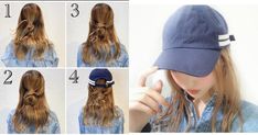 Lazy Girl, Girls Style, Hair Tutorials, Medium Hair, Pita, Hair Tutorial, Medium Hair Styles, Baseball Hats