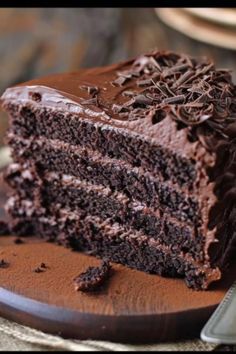 a slice of chocolate cake on a plate