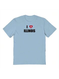 COMFY & COOL: Nearly There offers graphic shirts made of materials that are durable, comfortable, and easy to care for. Whether you're looking for a funny, inspirational, or pop-culture-inspired graphic shirt, we've got you covered.Nearly There I Heart Illinois Unisex Graphic Cotton Short-Sleeve T-Shirt Baby Blue Casual  Short Sleeve Cotton Geometric,Heart,Letter  Medium Stretch  Men Clothing, size features are:Bust: ,Length: ,Sleeve Length: Fun Light Blue T-shirt With Graphic Print, Light Blue Cotton T-shirt With Graphic Print, Light Blue Short Sleeve T-shirt With Text Print, Light Blue Cotton T-shirt With Logo Print, Nautical Graphic Print T-shirt In Light Blue, Geometric Heart, Sleeve Cotton, Cotton Shorts, Graphic Shirts