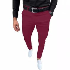 Product information: Color: black, white, dark gray, light gray, green, navy blue, wine red, khaki, pink, blue Pants length: trousers Waist Type: Mid waist Size: S,M,L,XL,XXL,XXXL Main fabric composition: polyvinyl alcohol fiber Packing list: Pants * 1 Product Image: Gray Slim Fit Ankle-length Pants, Blue Pants, Color Khaki, Packing List, Dark Gray, Four Seasons, Black Pants, Navy Blue, Light Grey