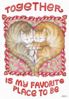 Pair of Cats Cuddling in Heart Shape Valentine's Day Card Cats Cuddling, Heart Shaped Valentines, Cat Cuddle, Me And Bae, Color Interior, I Love My Wife, Nalu, Naan