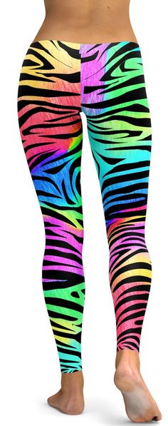 These unique Colorful Zebra Striped Leggings are hand-sewn with care. Made of 82% polyester and 18% spandex, these animal print leggings are super soft, stretchy and comfortable to wear. Perfect for your active lifestyle and can be worn at any time anywhere. Fun Multicolor Fitted Leggings, Fun Fitted Multicolor Leggings, Fitted Multicolor Fun Leggings, Stretch Rainbow Print Bottoms, Playful Multicolor Stretch Leggings, Sporty Stretch Multicolor Pants, Fun Multicolor Stretch Leggings, Playful Multicolor Leggings For Spring, Playful Multicolor Activewear For Workout