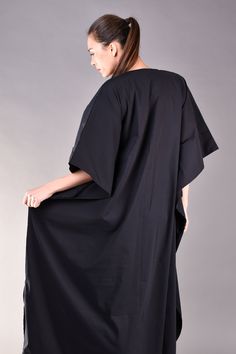 "Very romantic caftan dress in black. The main advantages of this long black dress are the kimono sleeves and the loose fit cut which hides any flaws while the gathered detail under the bust emphasizes the top part of the body. This black maxi dress is very comfortable so it is a great choice for the daytime matched with flats. ^ Sizes: The item can be made in sizes from XXS to 7XL. Please, use the size chart below or if you are not sure about your size, just * contact us with your measures! ^ E Elegant Black Kaftan With Kimono Sleeves, Long Black Daywear Dress, Black Short Sleeve Maxi Dress For Daywear, Black Long Daywear Dresses, Black Summer Kaftan With Kimono Sleeves, Black Maxi Dress With Kimono Sleeves For Summer, Black Beach Maxi Dress With Kimono Sleeves, Short Sleeve Black Kimono For Beach, Elegant Black Summer Kaftan