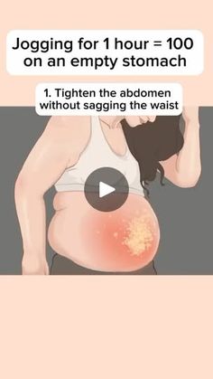 a pregnant woman holding her stomach with the caption jogging for 1 hour = 100 on an empty stomach