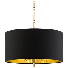 a black and gold chandelier hanging from a chain